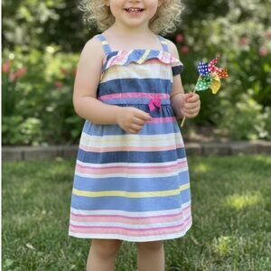 Size 2T Girls Child Striped Cotton Spring Summer Halter Dress by Cherokee